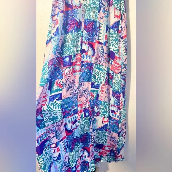 Emily Wonder Maxi Dress Pink and blue Floral spaghetti strap dress size M NWT - Picture 3 of 7